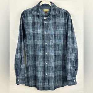 Men’s Sonoma Blue Dimensional Plaid Casual Button Down 100% Cotton Shirt…